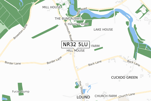 NR32 5LU map - small scale - OS Open Zoomstack (Ordnance Survey)