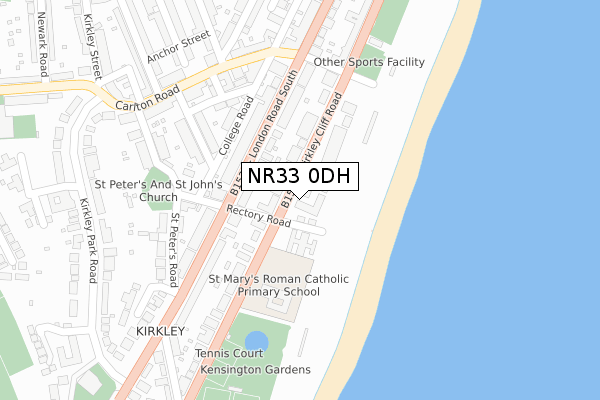 NR33 0DH map - large scale - OS Open Zoomstack (Ordnance Survey)