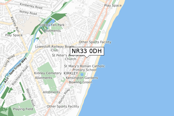 NR33 0DH map - small scale - OS Open Zoomstack (Ordnance Survey)