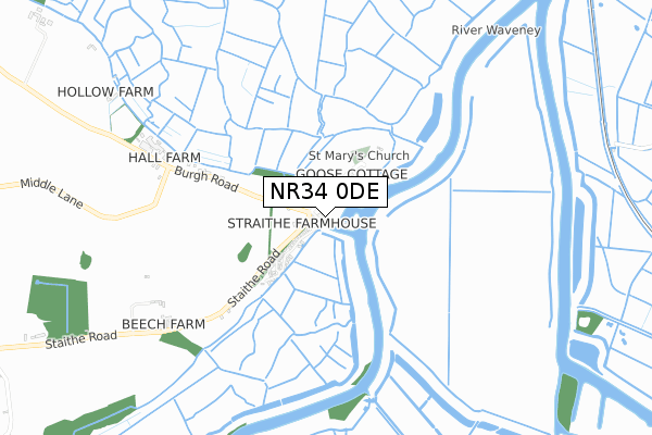 NR34 0DE map - small scale - OS Open Zoomstack (Ordnance Survey)