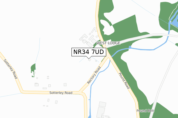 NR34 7UD map - large scale - OS Open Zoomstack (Ordnance Survey)