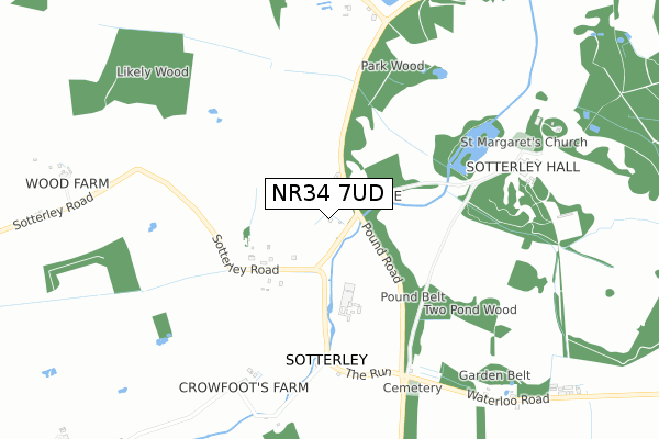 NR34 7UD map - small scale - OS Open Zoomstack (Ordnance Survey)