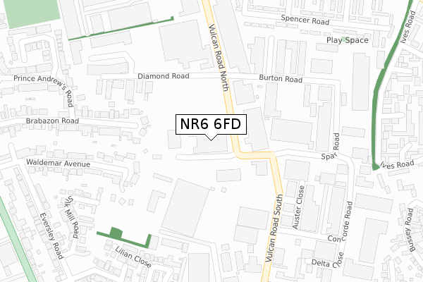 NR6 6FD map - large scale - OS Open Zoomstack (Ordnance Survey)