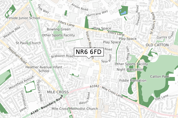 NR6 6FD map - small scale - OS Open Zoomstack (Ordnance Survey)