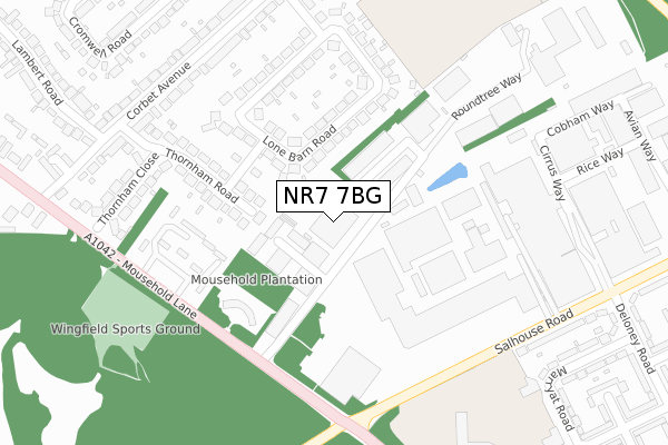 NR7 7BG map - large scale - OS Open Zoomstack (Ordnance Survey)