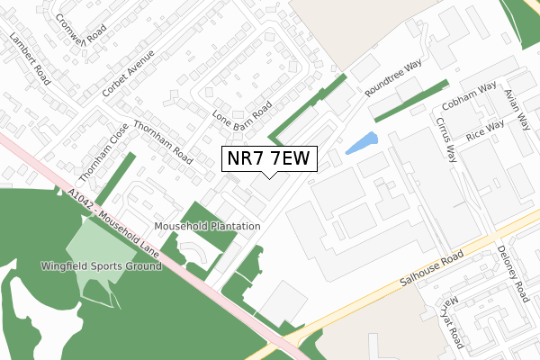 NR7 7EW map - large scale - OS Open Zoomstack (Ordnance Survey)