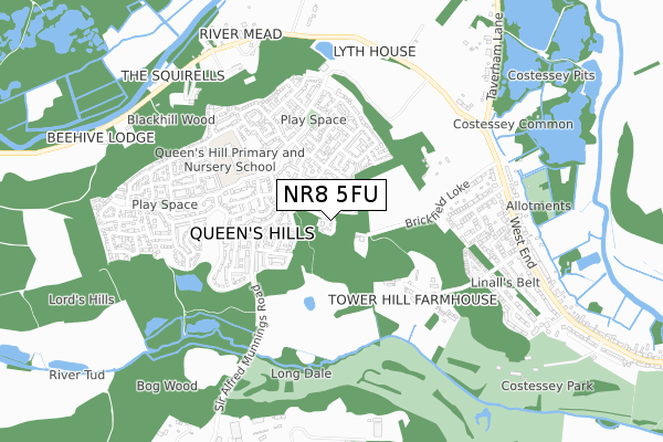 NR8 5FU map - small scale - OS Open Zoomstack (Ordnance Survey)