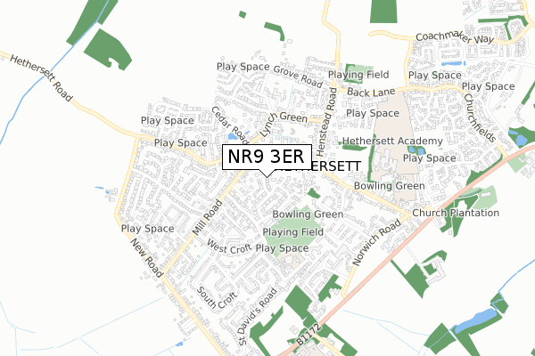 NR9 3ER map - small scale - OS Open Zoomstack (Ordnance Survey)