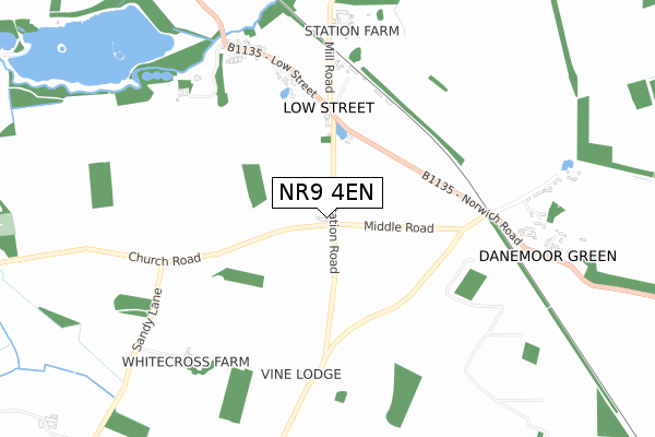 NR9 4EN map - small scale - OS Open Zoomstack (Ordnance Survey)