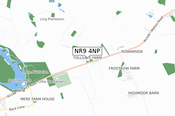 NR9 4NP map - small scale - OS Open Zoomstack (Ordnance Survey)