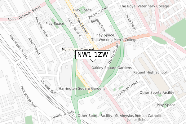 NW1 1ZW map - large scale - OS Open Zoomstack (Ordnance Survey)