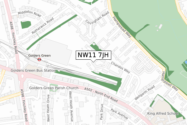 NW11 7JH map - large scale - OS Open Zoomstack (Ordnance Survey)