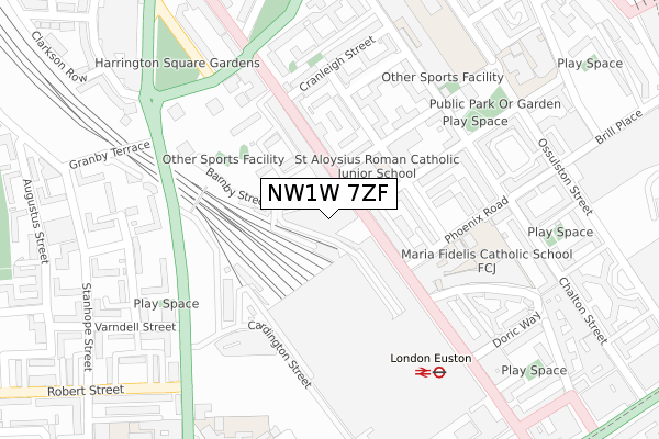 NW1W 7ZF map - large scale - OS Open Zoomstack (Ordnance Survey)