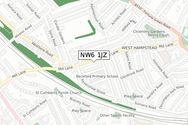 NW6 1JZ map - large scale - OS Open Zoomstack (Ordnance Survey)