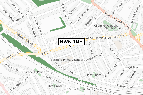 NW6 1NH map - large scale - OS Open Zoomstack (Ordnance Survey)