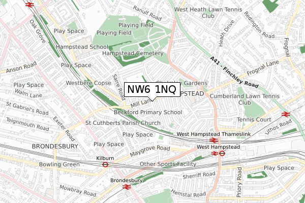 NW6 1NQ map - small scale - OS Open Zoomstack (Ordnance Survey)