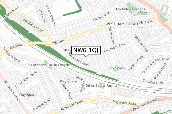 NW6 1QJ map - large scale - OS Open Zoomstack (Ordnance Survey)