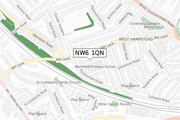 NW6 1QN map - large scale - OS Open Zoomstack (Ordnance Survey)