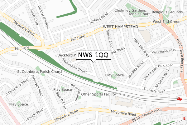 NW6 1QQ map - large scale - OS Open Zoomstack (Ordnance Survey)