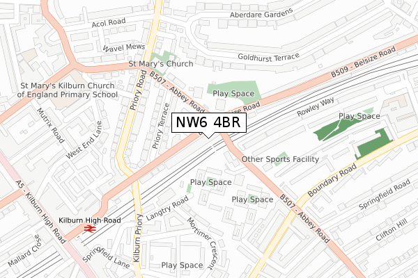 NW6 4BR map - large scale - OS Open Zoomstack (Ordnance Survey)