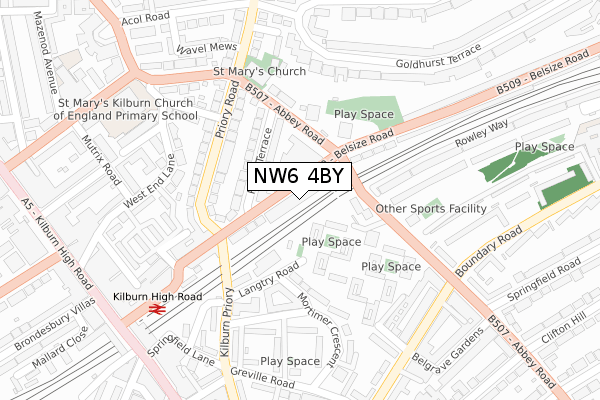 NW6 4BY map - large scale - OS Open Zoomstack (Ordnance Survey)