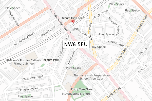 NW6 5FU map - large scale - OS Open Zoomstack (Ordnance Survey)