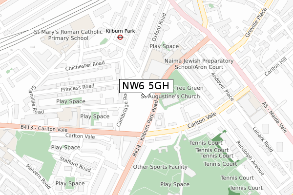 NW6 5GH map - large scale - OS Open Zoomstack (Ordnance Survey)