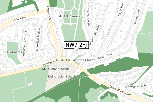 NW7 2FJ map - large scale - OS Open Zoomstack (Ordnance Survey)