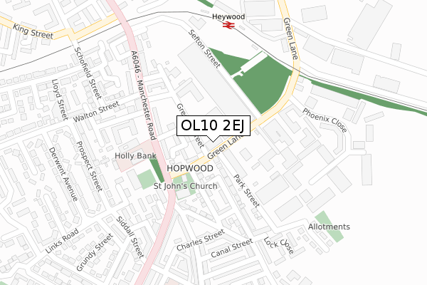 OL10 2EJ map - large scale - OS Open Zoomstack (Ordnance Survey)