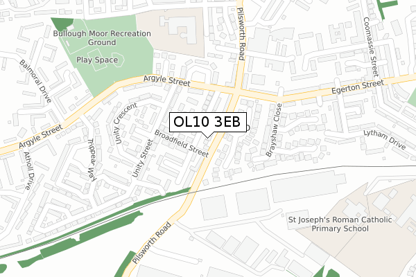 OL10 3EB map - large scale - OS Open Zoomstack (Ordnance Survey)