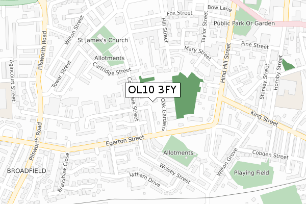 OL10 3FY map - large scale - OS Open Zoomstack (Ordnance Survey)