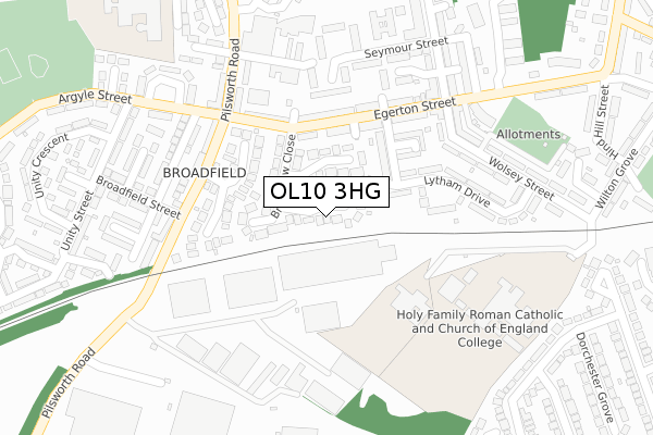 OL10 3HG map - large scale - OS Open Zoomstack (Ordnance Survey)