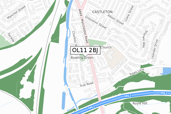 OL11 2BJ map - large scale - OS Open Zoomstack (Ordnance Survey)