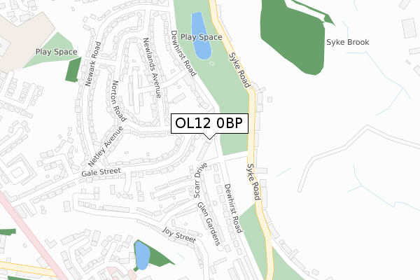 OL12 0BP map - large scale - OS Open Zoomstack (Ordnance Survey)