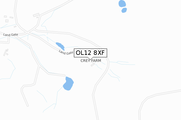 OL12 8XF map - large scale - OS Open Zoomstack (Ordnance Survey)