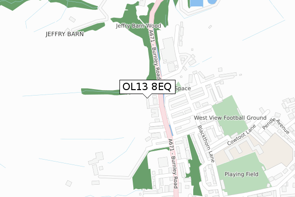 OL13 8EQ map - large scale - OS Open Zoomstack (Ordnance Survey)