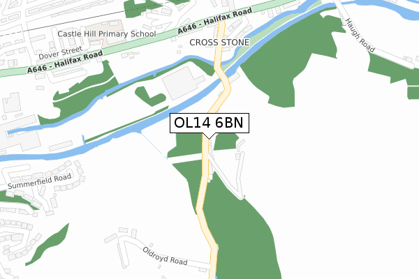 OL14 6BN map - large scale - OS Open Zoomstack (Ordnance Survey)