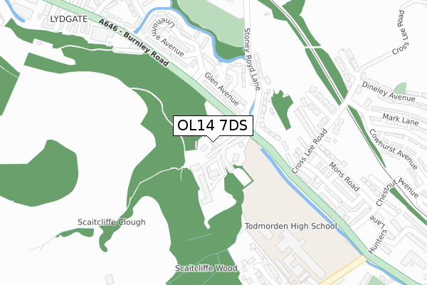 OL14 7DS map - large scale - OS Open Zoomstack (Ordnance Survey)