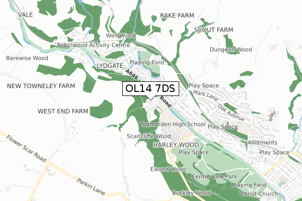 OL14 7DS map - small scale - OS Open Zoomstack (Ordnance Survey)