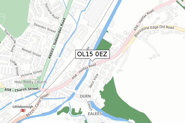 OL15 0EZ map - large scale - OS Open Zoomstack (Ordnance Survey)