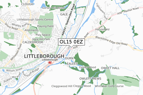 OL15 0EZ map - small scale - OS Open Zoomstack (Ordnance Survey)