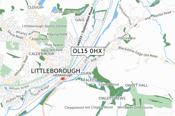 OL15 0HX map - small scale - OS Open Zoomstack (Ordnance Survey)