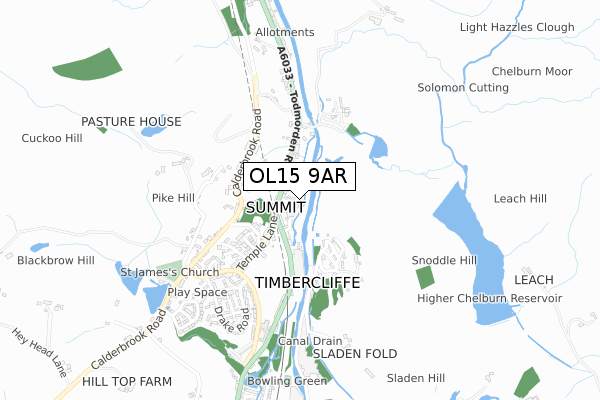 OL15 9AR map - small scale - OS Open Zoomstack (Ordnance Survey)