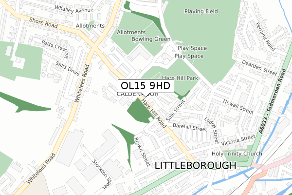 OL15 9HD map - large scale - OS Open Zoomstack (Ordnance Survey)