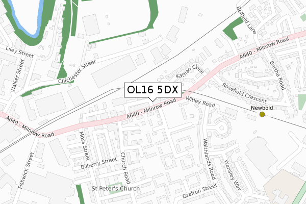 OL16 5DX map - large scale - OS Open Zoomstack (Ordnance Survey)