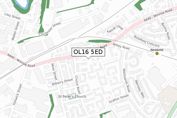 OL16 5ED map - large scale - OS Open Zoomstack (Ordnance Survey)