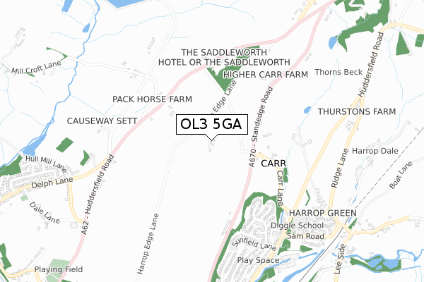 OL3 5GA map - small scale - OS Open Zoomstack (Ordnance Survey)