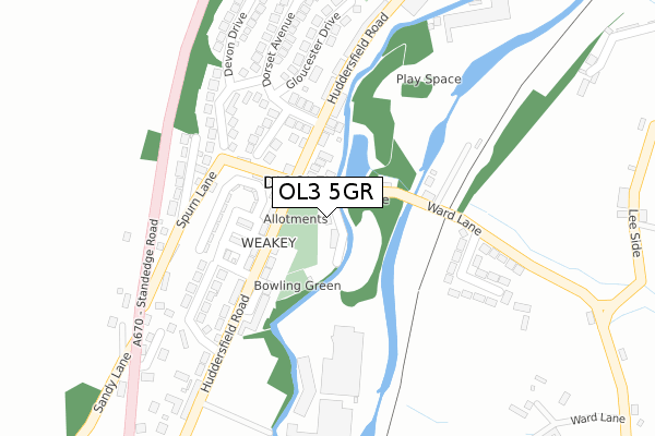 OL3 5GR map - large scale - OS Open Zoomstack (Ordnance Survey)