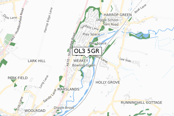 OL3 5GR map - small scale - OS Open Zoomstack (Ordnance Survey)