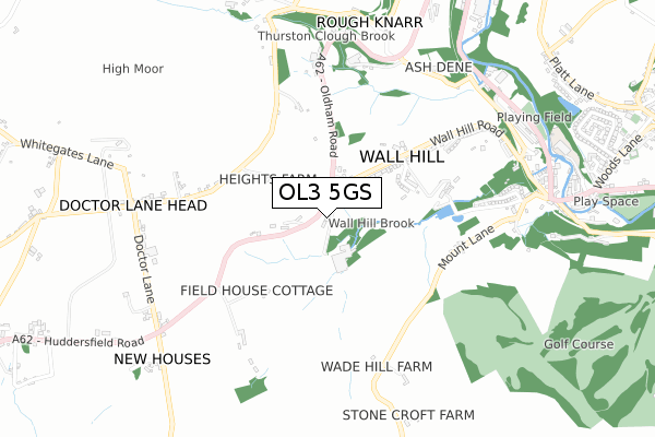 OL3 5GS map - small scale - OS Open Zoomstack (Ordnance Survey)